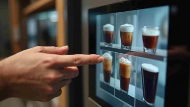 Kaffemaschien Bildschirm welchen Kaffee es zur Auswahl gibt