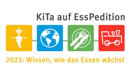 Logo Kita auf Esspedition 2023 bunte Symbole