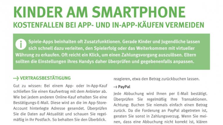 Auszug aus Faktenblatt Kinder am Smartphone