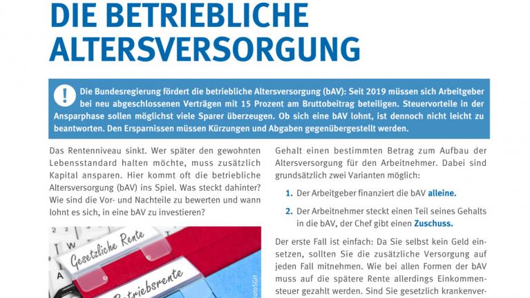 Cover Leitfaden Betriebliche Altersversorgung