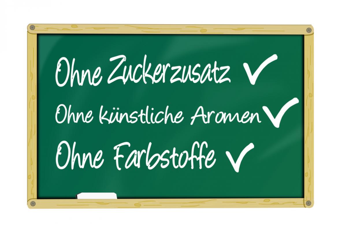 Tafel mit Auflistung von Zusatzstoffen
