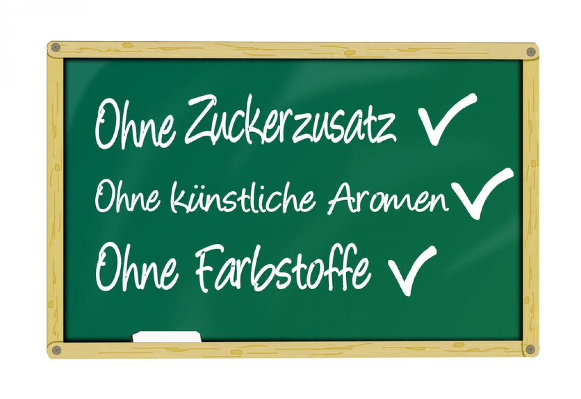 Tafel mit Auflistung von Zusatzstoffen