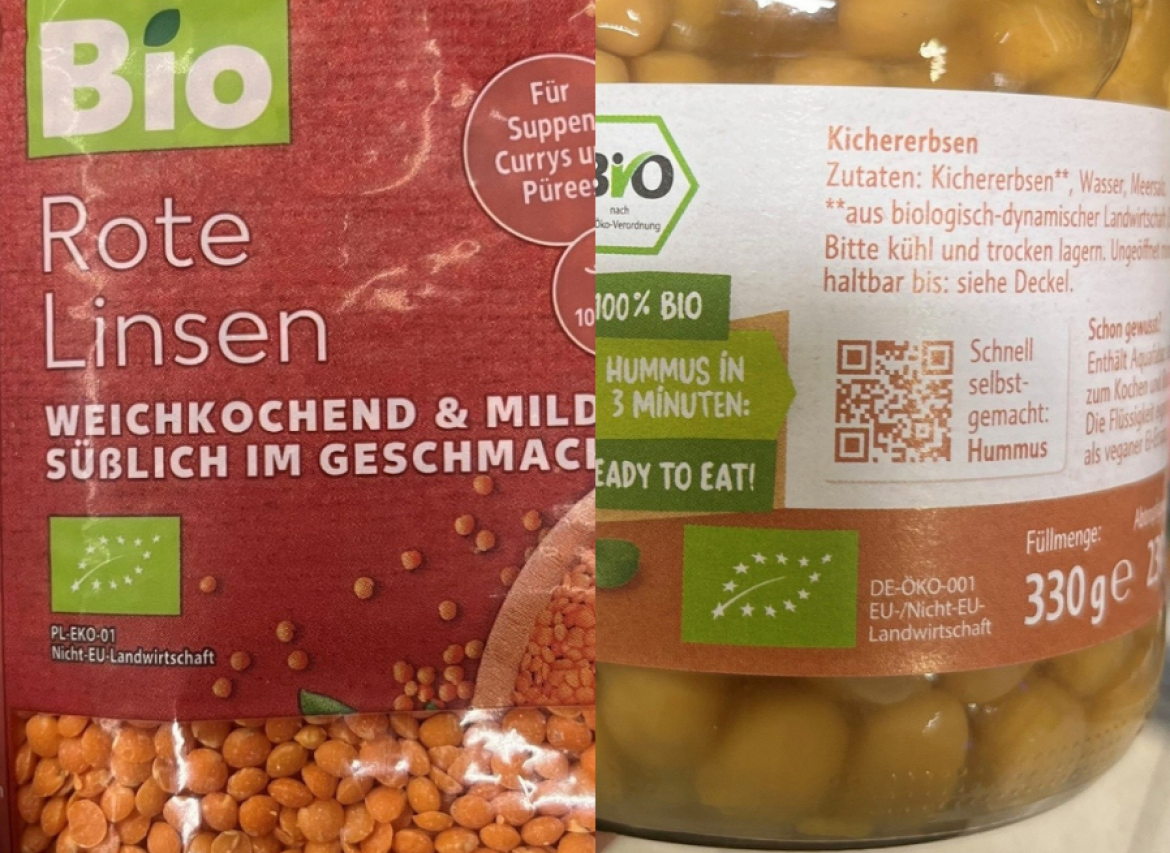 Verschiedene Hülsenfrüchte, Produktbeispiele ohne Herkunftsangaben