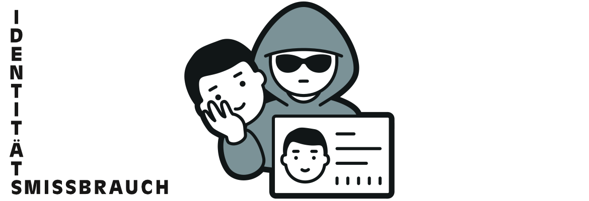 Zeichnung Mensch mit Hoodie und Sonnenbrille hält Maske  in Hand, zeigt Ausweis
