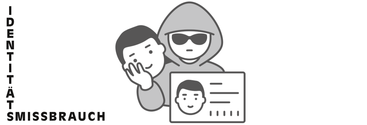 Zeichnung Mensch mit Hoodie und Sonnenbrille hält Maske  in Hand, zeigt Ausweis