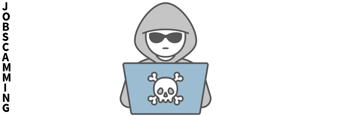 Zeichnung Mensch mit Hoodie und Sonnenbrille, Laptop mit Totenkopf