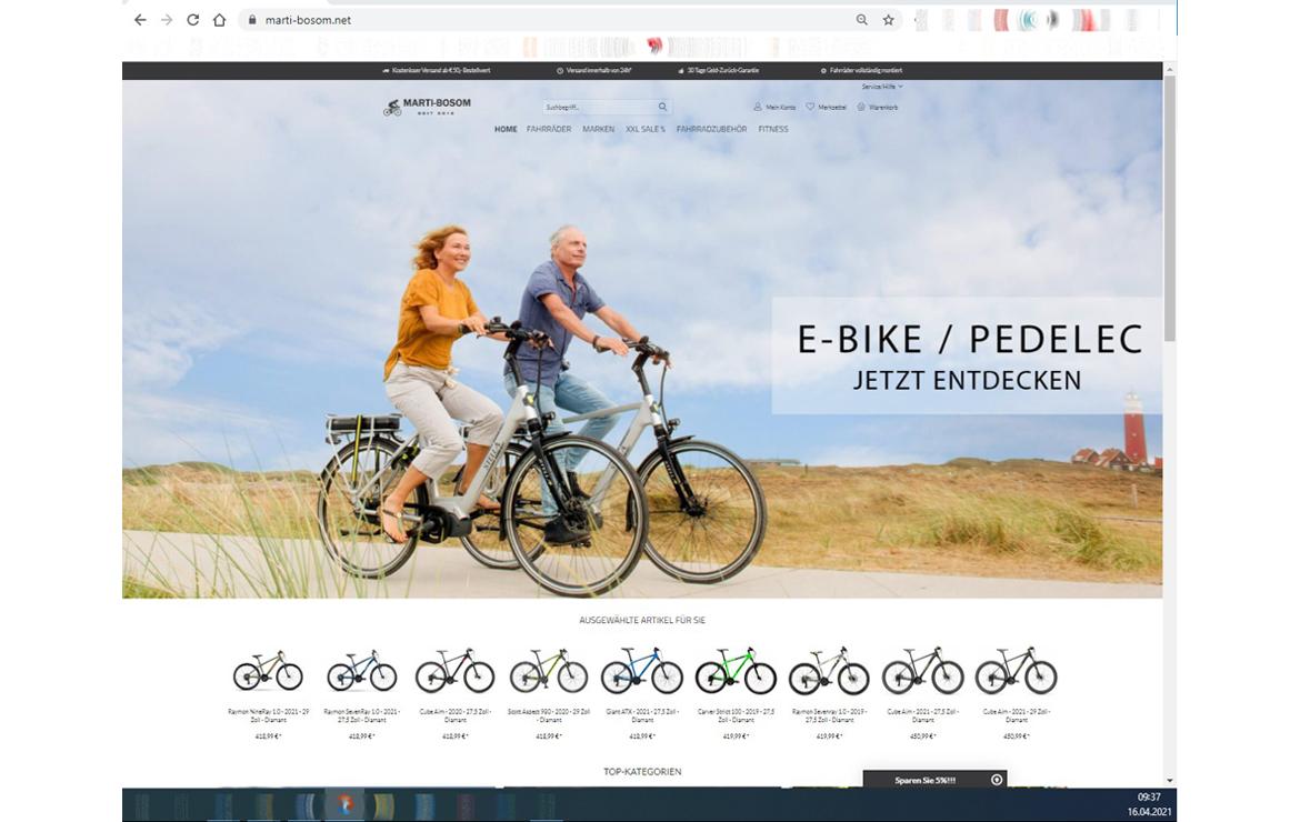 Screenshot eines Fahrrad-Fake-Shops zur Artikel: Fahrradboom - Viele Fake-Shops im Netz