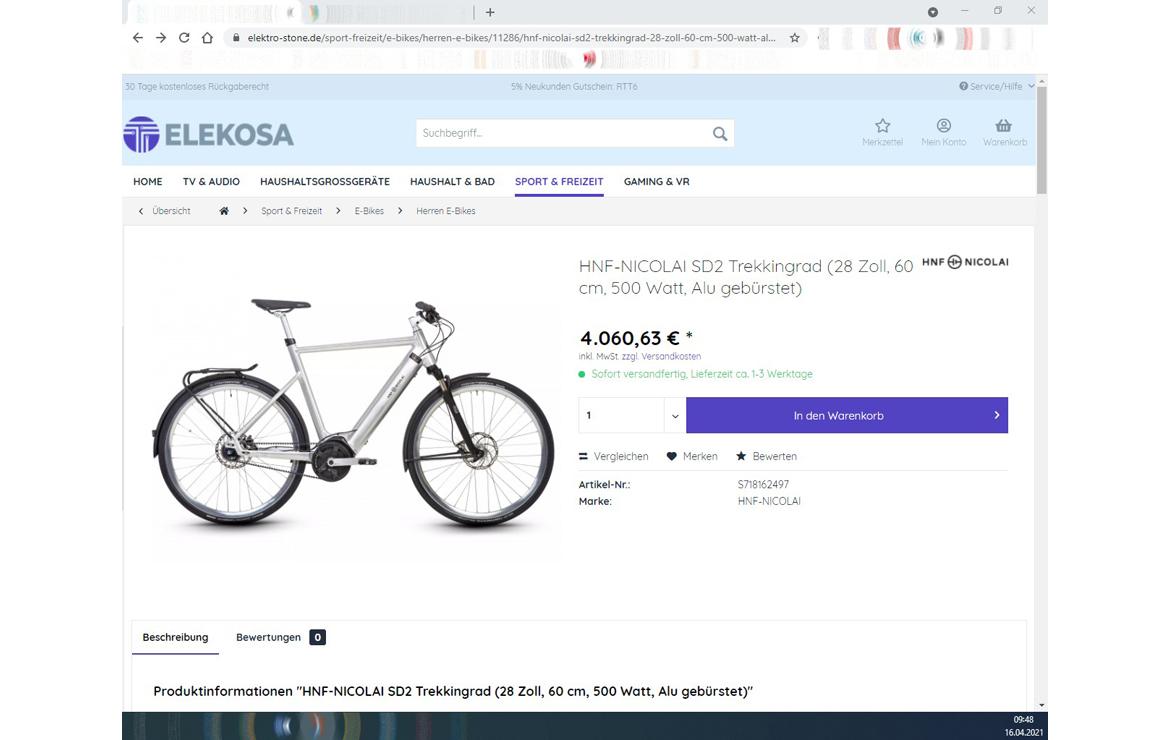 Screenshot eines Fahrrad-Fake-Shops zur Artikel: Fahrradboom - Viele Fake-Shops im Netz