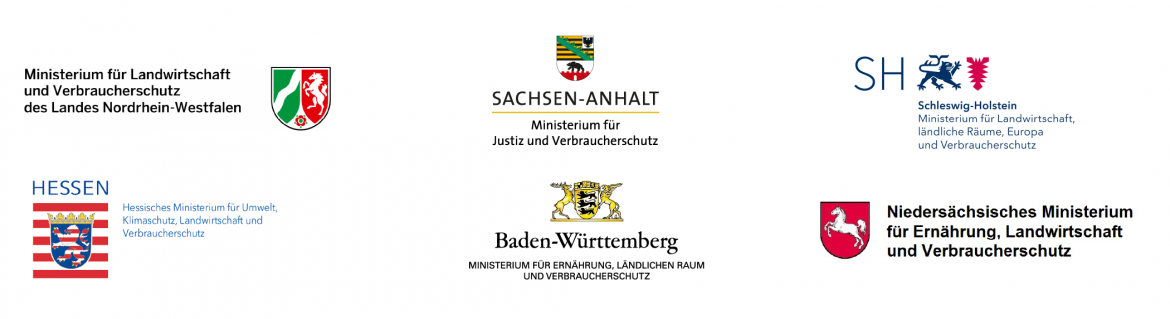 Logos mehrerer Landesministerien als Förderer Fake-Shop Finder
