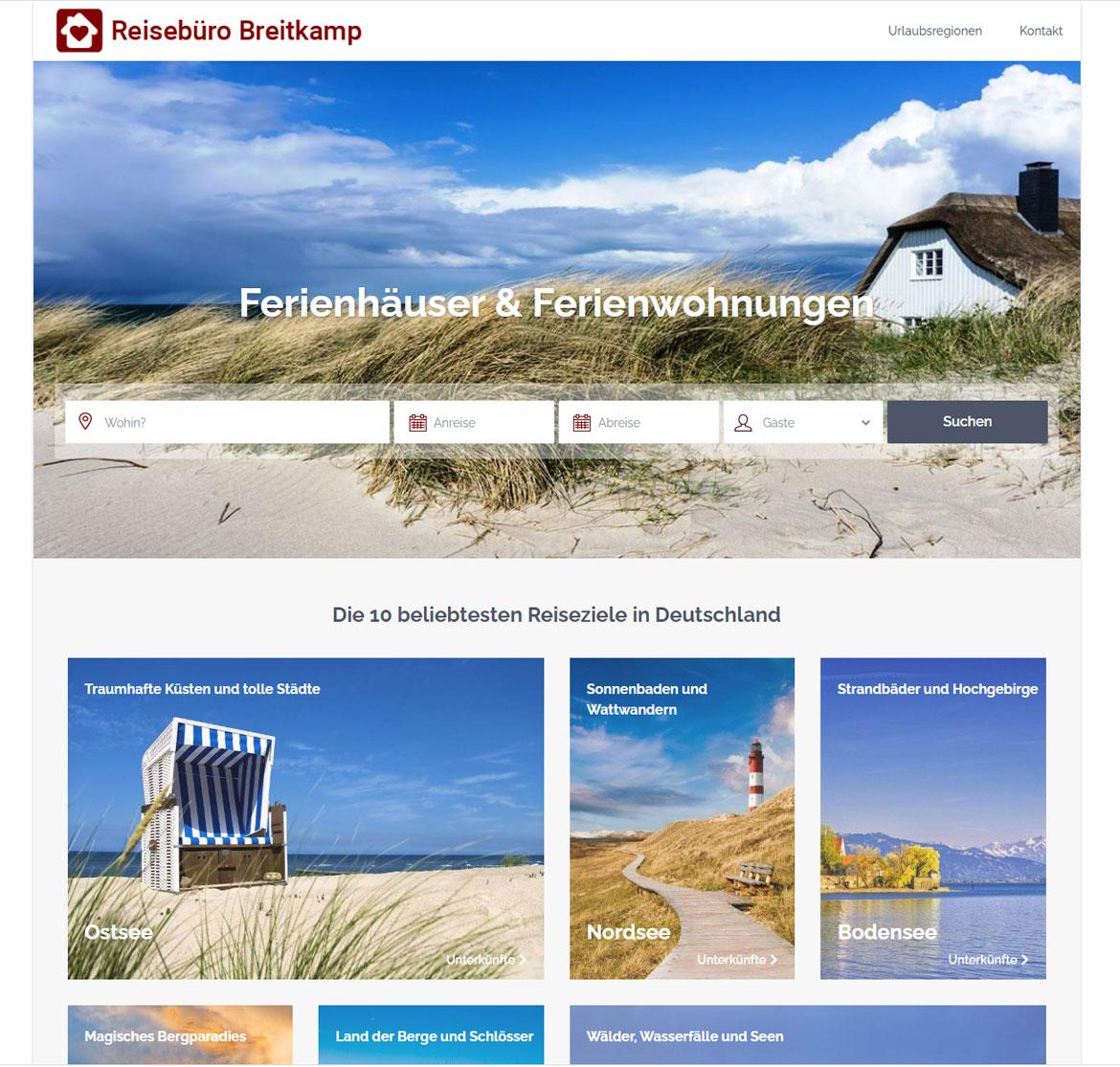 Screenshot Website Reisebüro Breitkamp