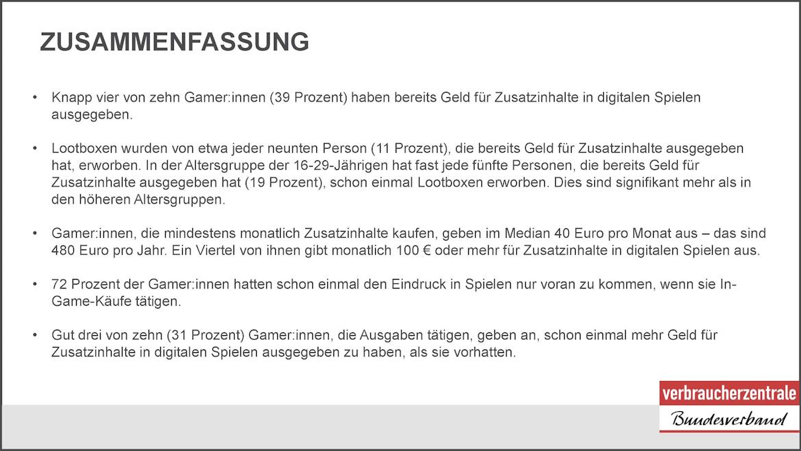 Grafik Zusammenfassung vzbv Befragung Lootboxen