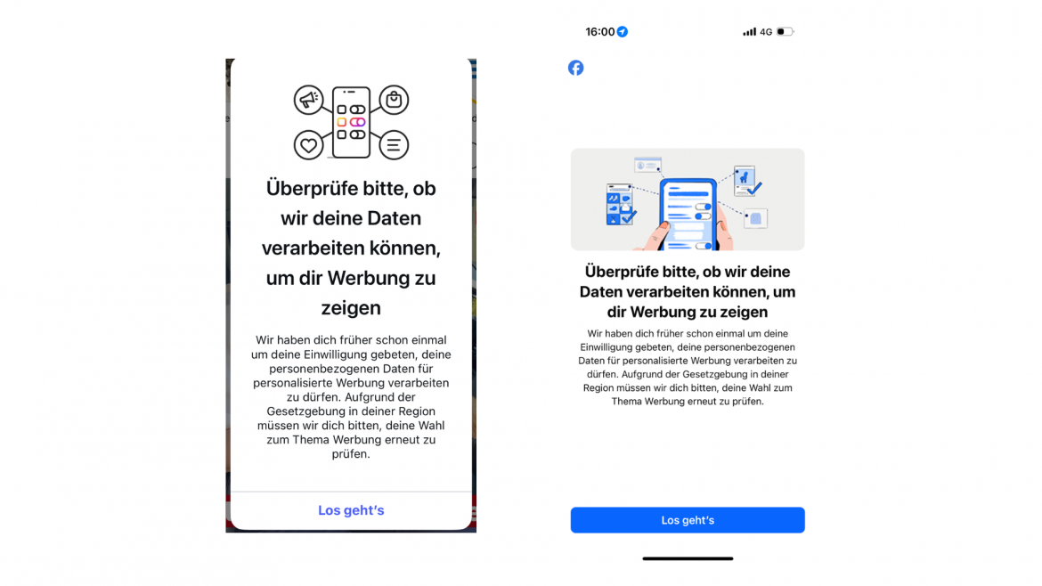 Screenshot Instagram Facebook  Daten