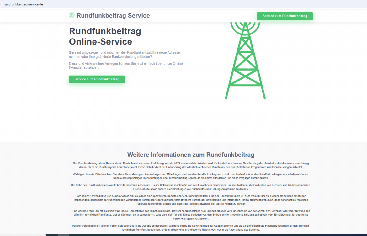 Rundfunkbeitrag Online Service Screenshot Juli 2025 1