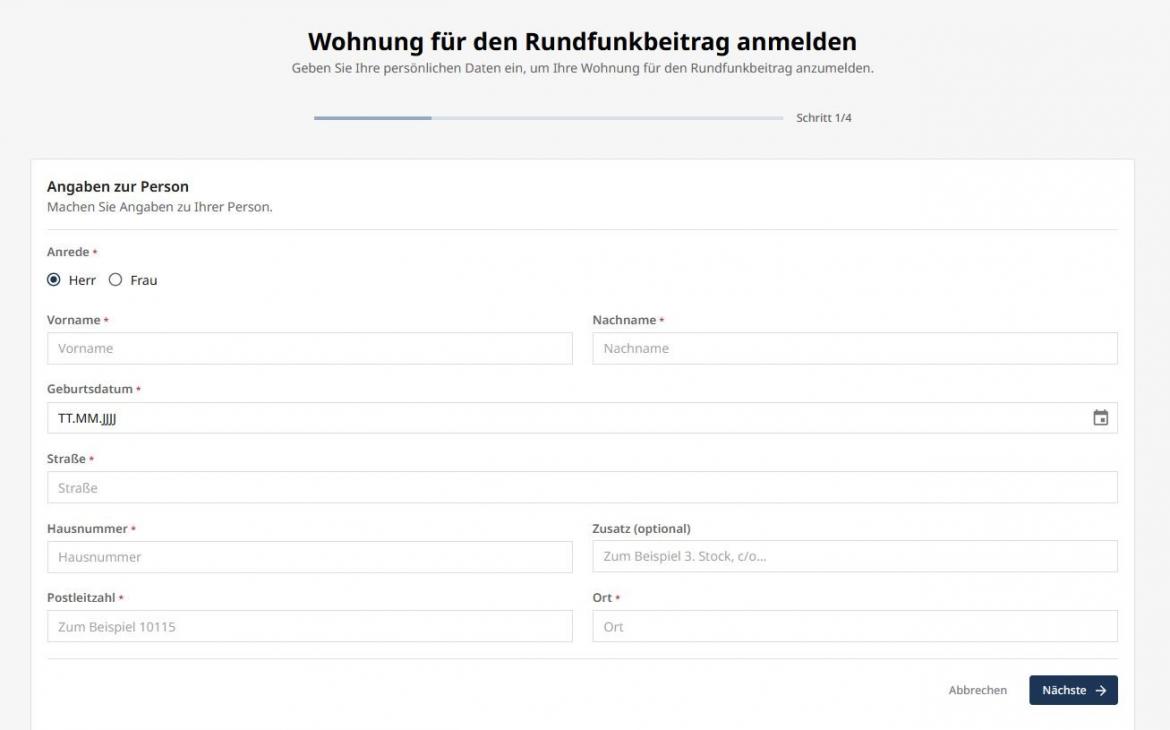Rundfunkbeitragsportal Screenshot 2 Juli 2025