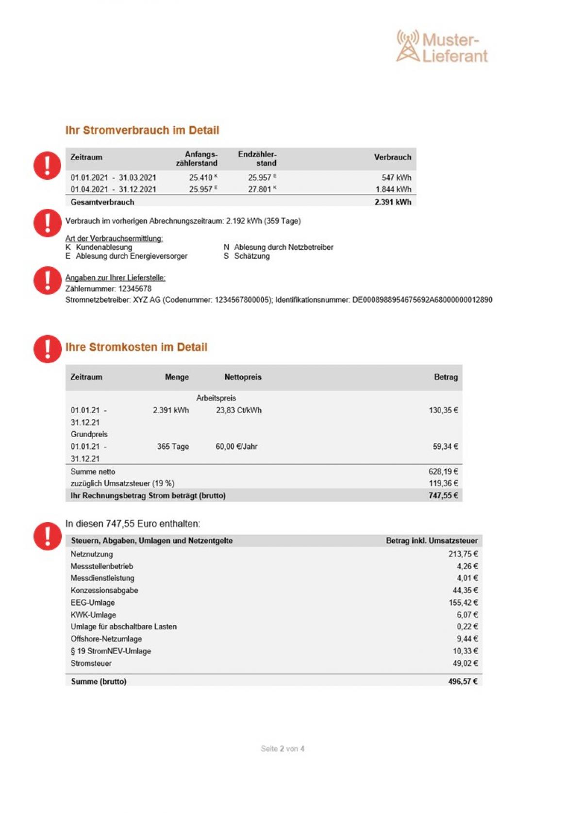 Stromrechnung Seite mobil 2