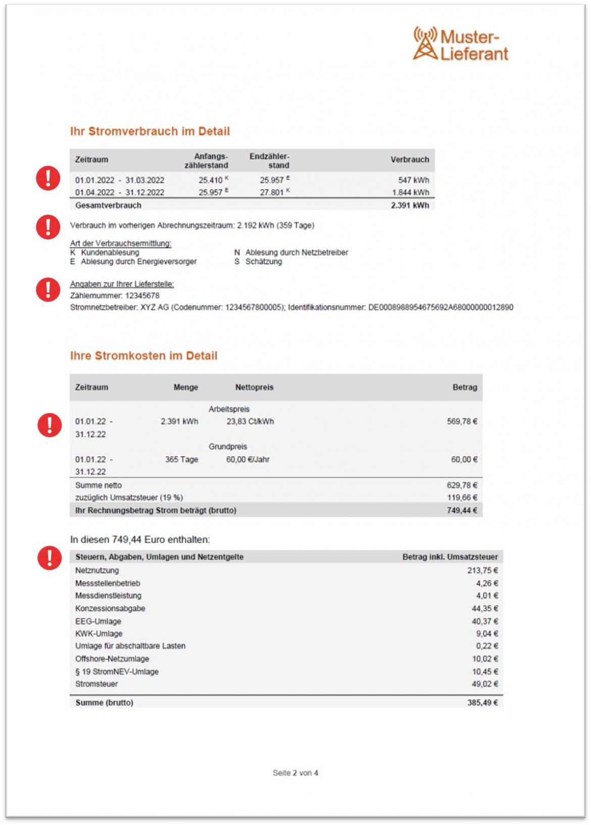 Stromrechnung Seite 2