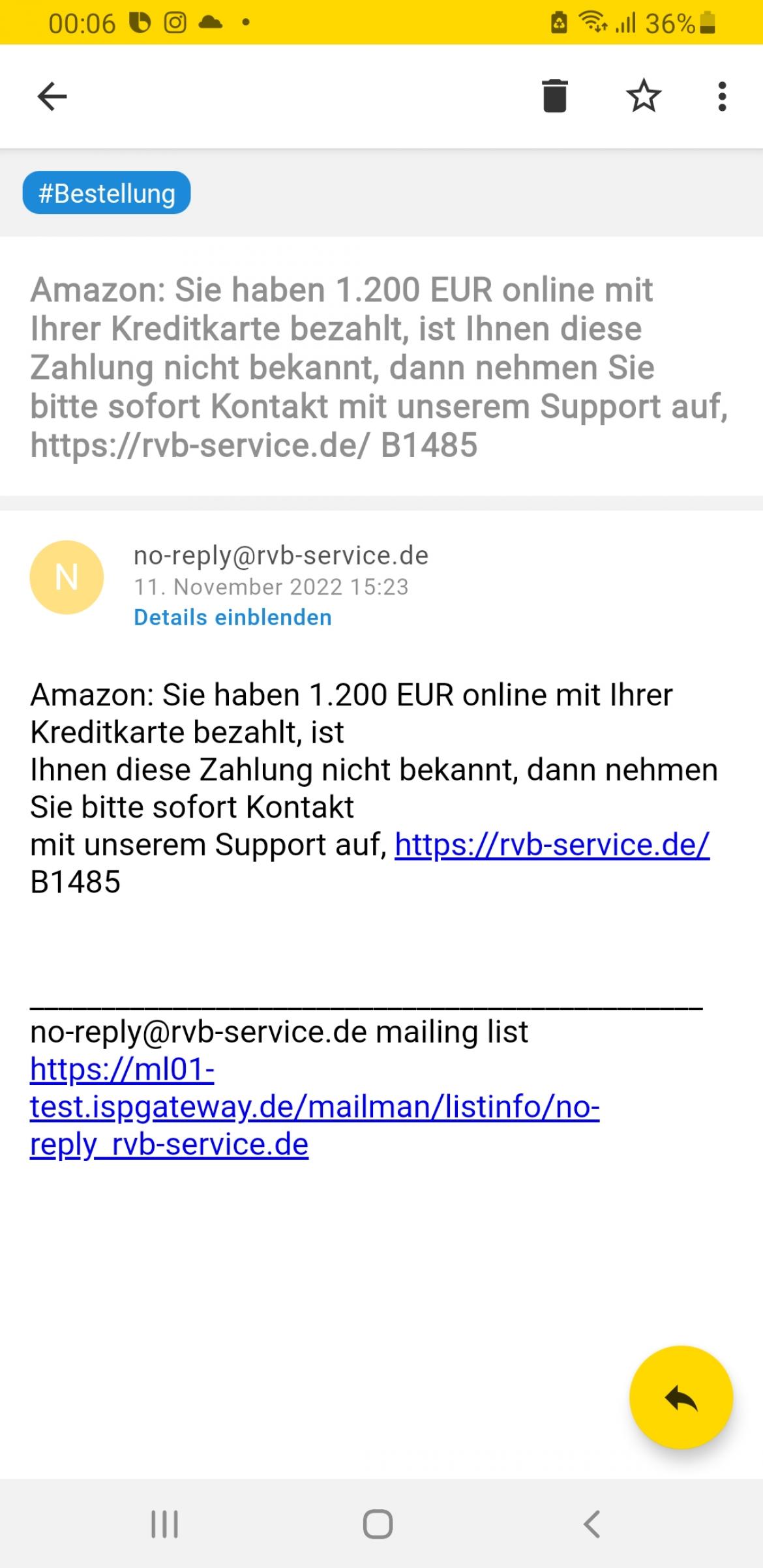 Screenshot Amazon Phishing Mail 2 2023