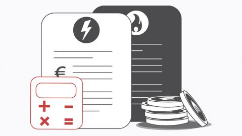 Grafik Taschenrechner, Stromrechnung, Gasrechnung