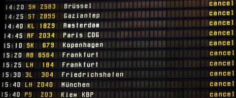 Flüge gecancelt Tafel Flughafen
