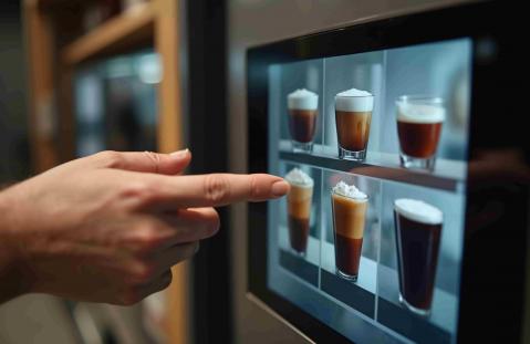 Kaffemaschien Bildschirm welchen Kaffee es zur Auswahl gibt