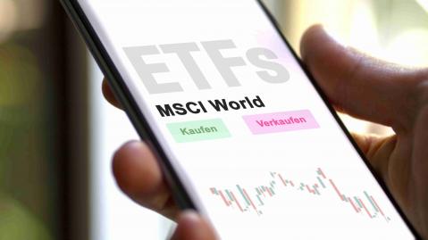 MSCI World auf Smartphone mit Kaufen Verkaufen Option