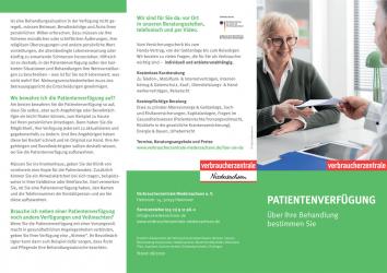 Cover Flyer Patientenverfügung - Über Ihre Behandlung bestimmen Sie