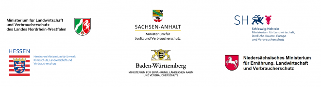 Logos mehrerer Landesministerien als Förderer Fake-Shop Finder